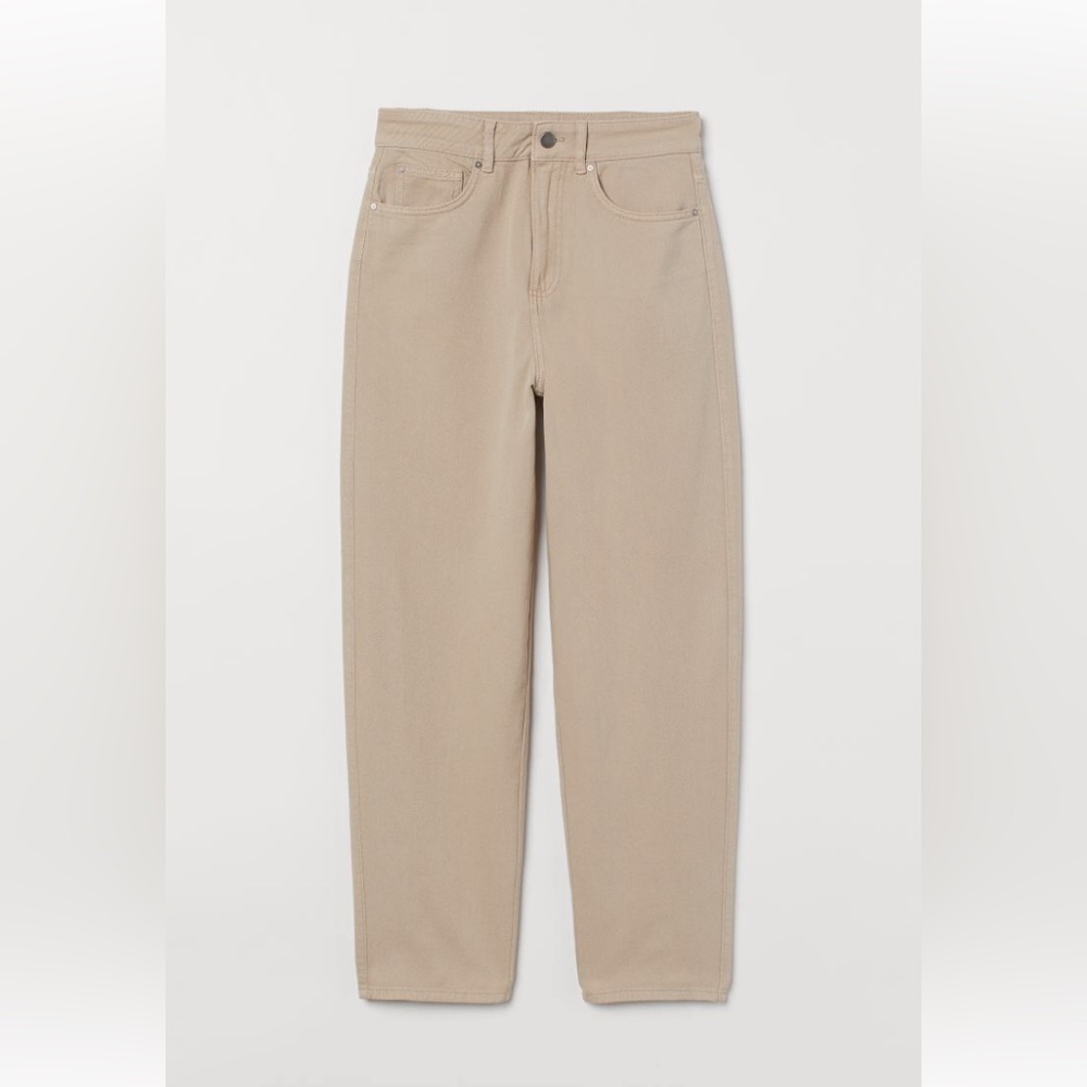 Light Beige High Waisted Angle Length Trouser